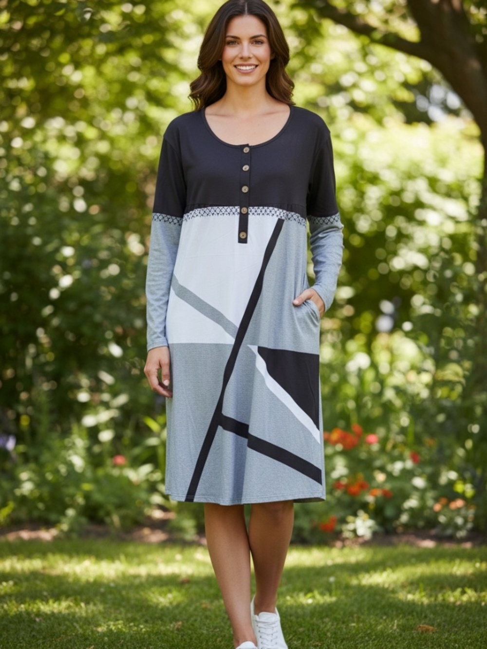 Women’s Tunic Dress,long sleeve, colour block, PLUS size 3X,NWT